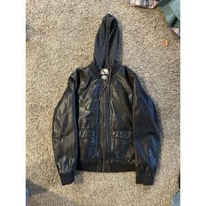 Levi’s Sherpa Lined Faux Leather Hooded Trucker Jacket